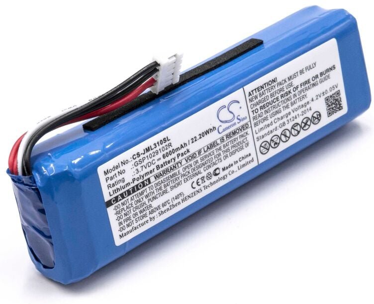 Vhbw - 1x Akku Ersatz für jbl GSP1029102R für Lautsprecher Boxen Speaker (6000 mAh, 3,7 v, Li-Polymer)
