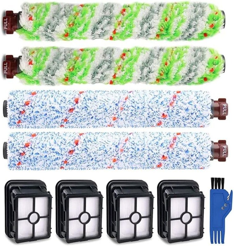 Queta Zubehör für Bissell Crosswave Nass- & Trockensauger 4 StückMultiflächen-Bürstenrolle Und 4 Filter für Bissell Cros...