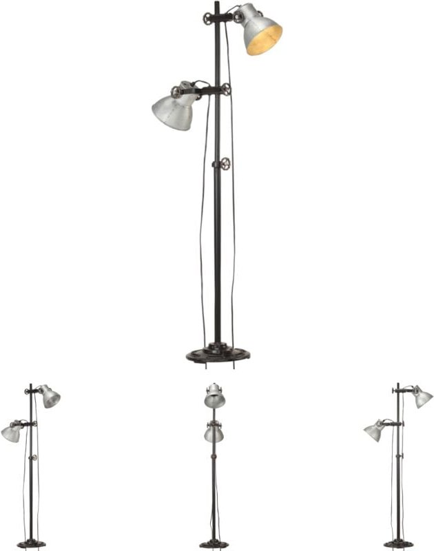 Stehlampe 2-flammig Silbern E27 Gusseisen Vidaxl