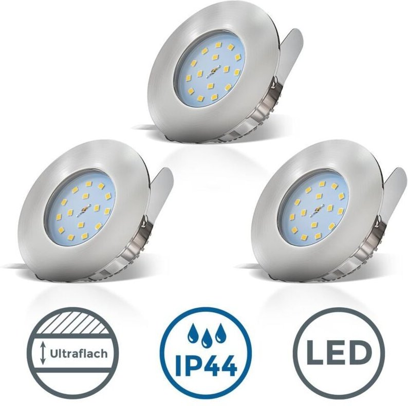 Thumbnail - B.k.licht - Einbauspot 6er Set 60mm Lochmaß - 230V, 4,8W, 400lm, led, IP44, warmweiß, matt-nickel