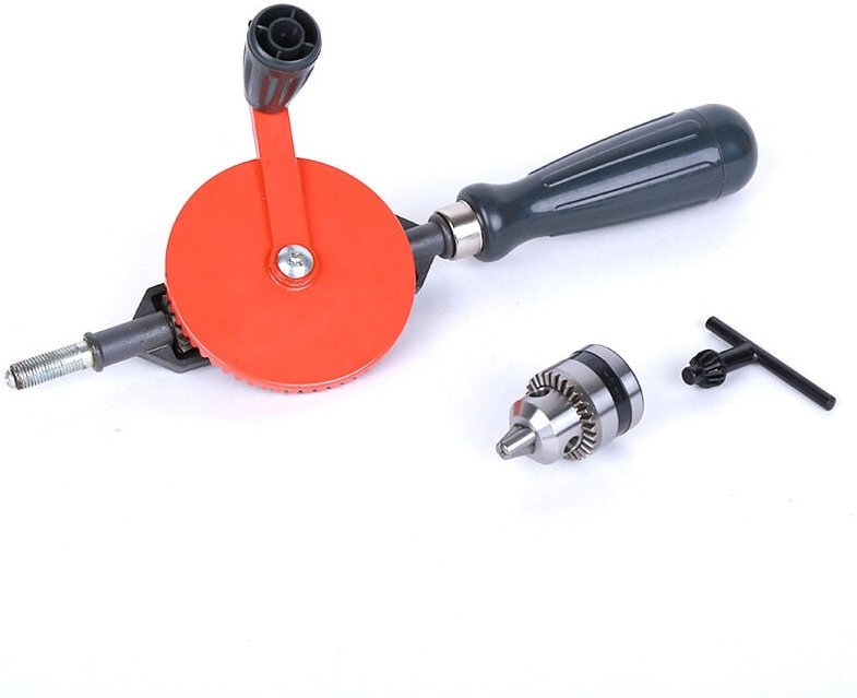 Handbohrmaschine, 1/4 Zoll (0,6–6 mm) Stahlguss-Doppelzahnrad-Handbohrmaschine für Kunststoff und Holz, Handbohrmaschine...