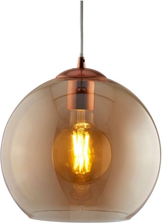 Searchlight Balls - 1 Light Dome Deckenanhänger Antik Messing, Bernstein, Glas, E27