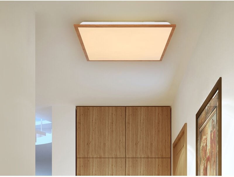 Flache LED Deckenleuchte DORO in Holzoptik Quadrat, 45cm