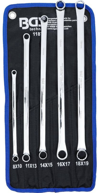 BGS Doppel-Ringschlüssel-Satz extra lang SW 8 - 19 mm 5tlg. - 1187
