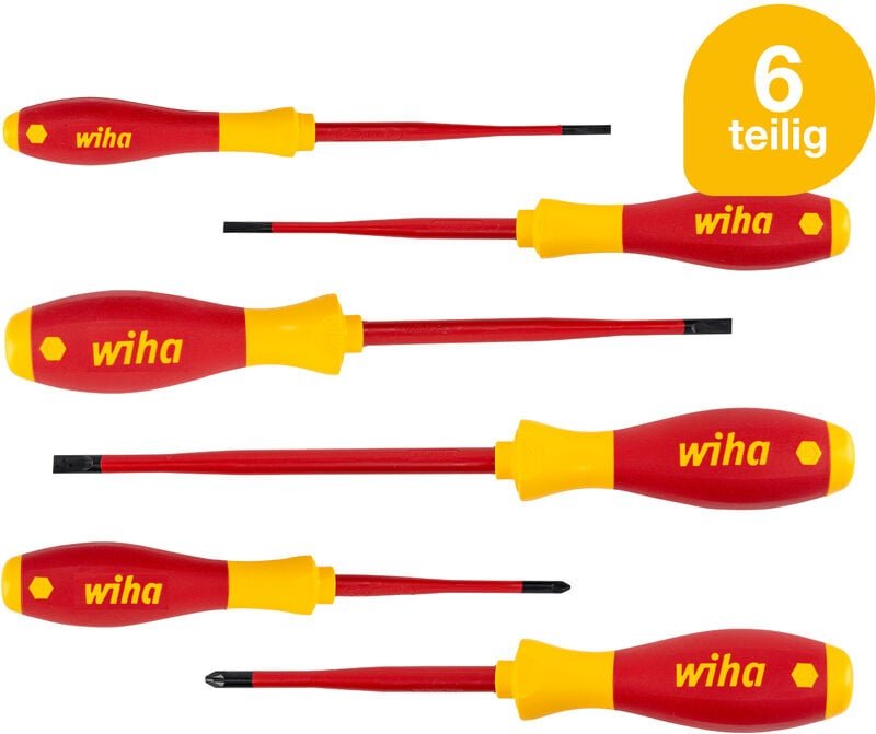 Schraubendreherset SoftFinish slimFix (36455), 6 teilig, Schraubenziehersatz vde Elektriker, isoliert 1000v, Schlitz/Kre...