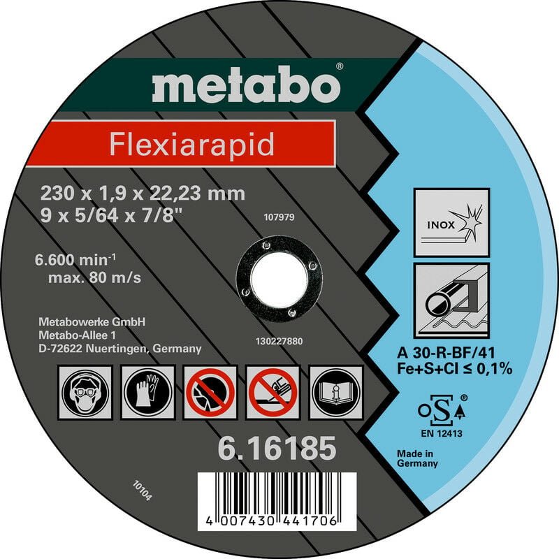 Thumbnail - Metabo - Flexiarapid 105x1,6x16,0 Inox, Trennscheibe, gerade Ausführung (616180000)