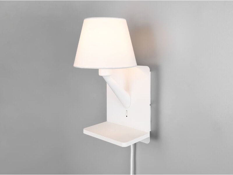 Meinewunschleuchte - led Wandleuchte mit Stecker, Schalter & Ladefunktion Weiß, Höhe 31cm