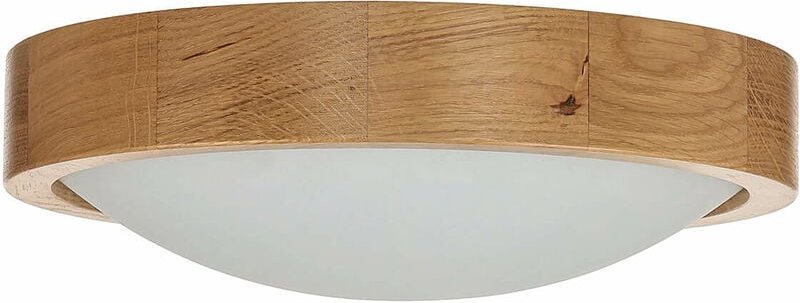 Licht-erlebnisse - Deckenlampe rund Holz Glas Schirm Ø27cm Wohnzimmer