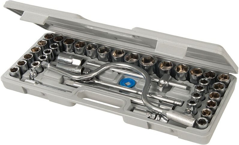 Silverline - Steckschlüssel Set 42-tlg. mit Zubehör 1/2-Zoll-Antrieb metrisch/AF