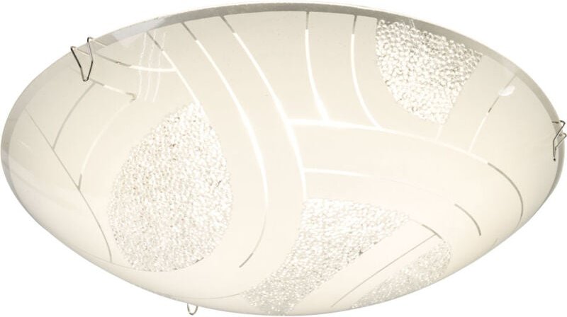 Globo - Deckenleuchte Glasschirm Deckenlampe 1-Flammig Kristalle Wohnzimmer Beleuchtung 1-flammig satiniert, Metall chro...