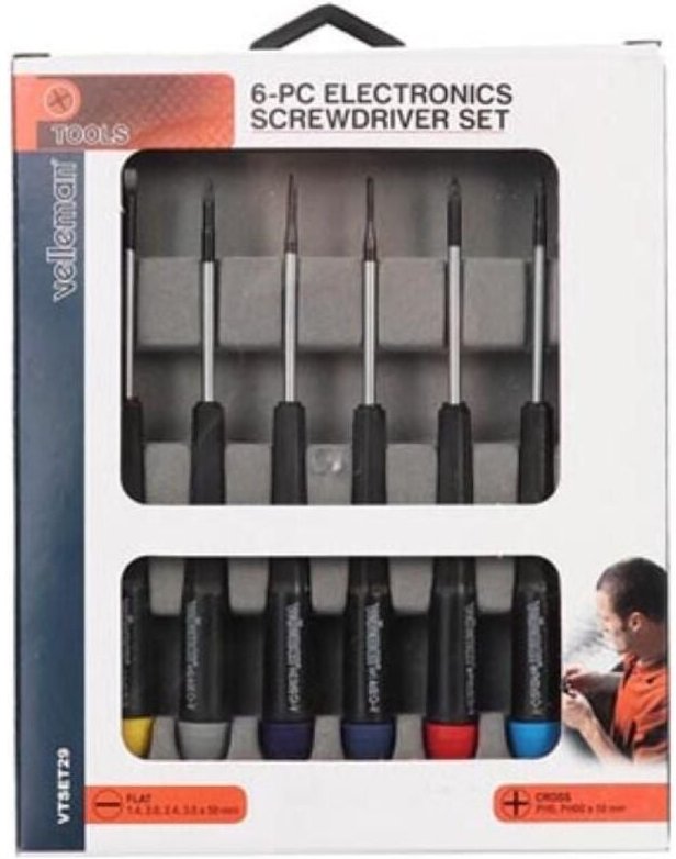 Satz mit 6 präzisionsschraubendrehern (schlitz/kreuzschlitz)