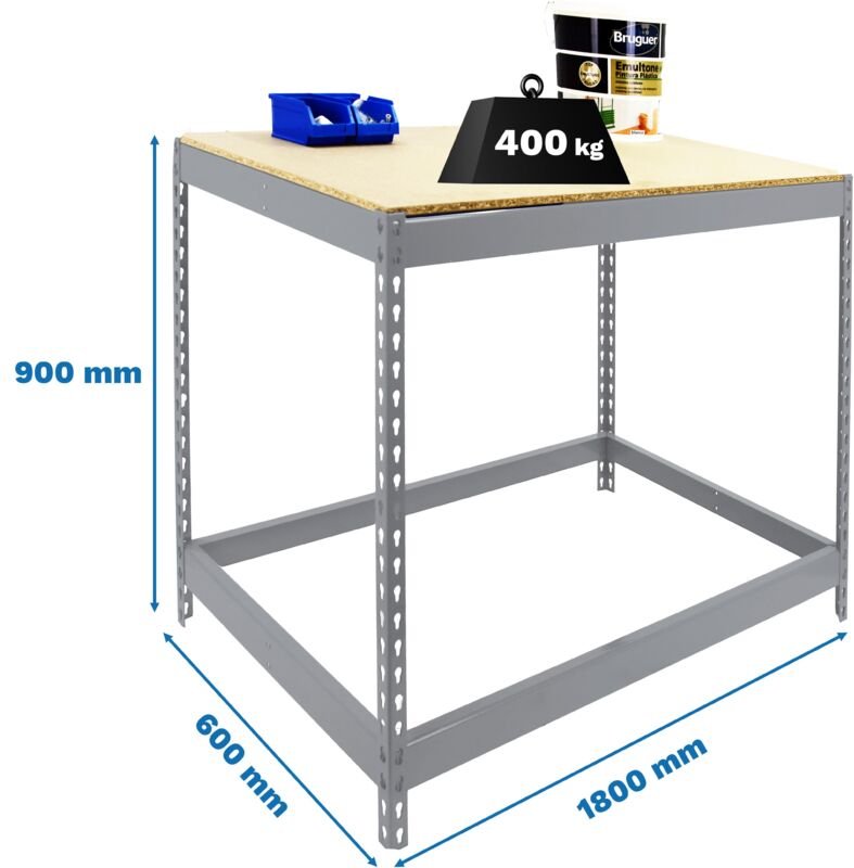 Simonrack Arbeitstisch aus verzinktem Metall und robustem Holz