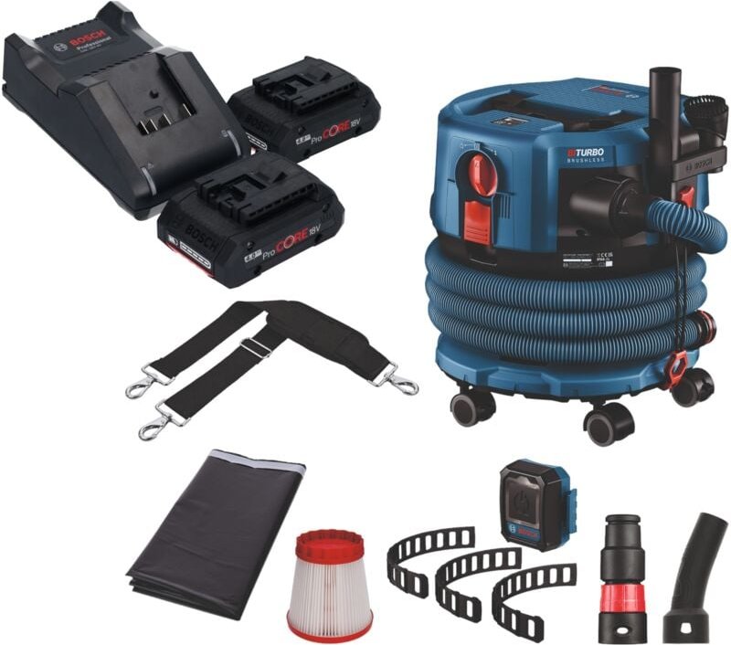 Thumbnail - Bosch GAS 18V-12 MC Professional Akku Staubsauger BITURBO Brushless + 2x ProCore Akku 4,0 Ah + Ladegerät + Zubehör
