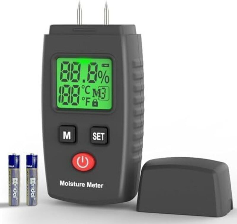 Feuchtigkeitsmessgerät, 2-polig, hintergrundbeleuchtetes LCD-Display, professionelles digitales Feuchtigkeitsmessgerät f...