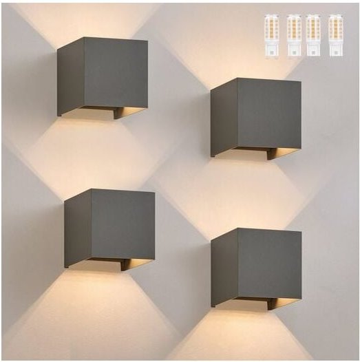 Gbly - led Wandleuchte Innen Wandlampe - 4ER Set Außenwandleuchten Grau Aussenlampe Aussen Wandbeleuchtung Außenlampe Up...
