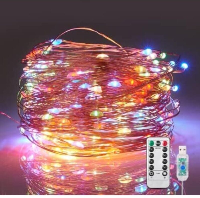 LED-Lichterkette, 20 m, 200 LEDs, USB, wasserdicht, LED-Lichterkette, wasserdicht, IP65, mehrfarbig, für den Innen- und ...