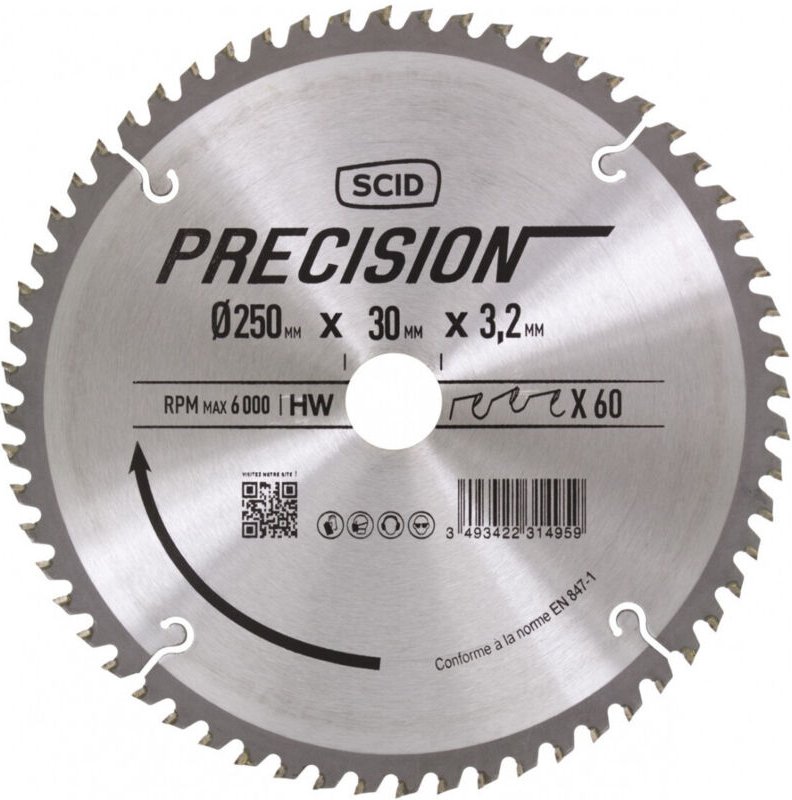 Alternierende Zahnfräser für stationäre Maschinen ø 250 mm 60 30 3,2