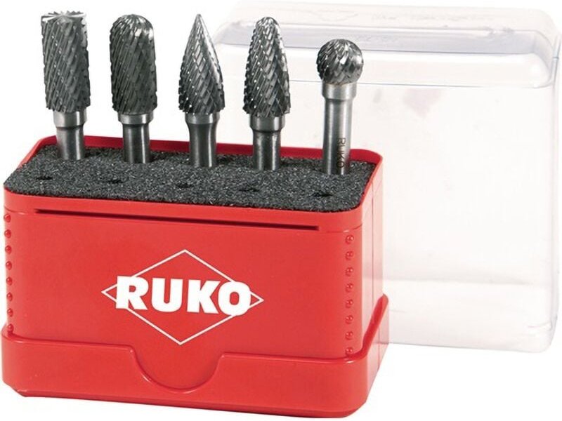 Ruko - Hartmetall-Frässtifte-Satz hm in Mini-Box Verzahnung zya-st/wrc/spg/rbf/kud