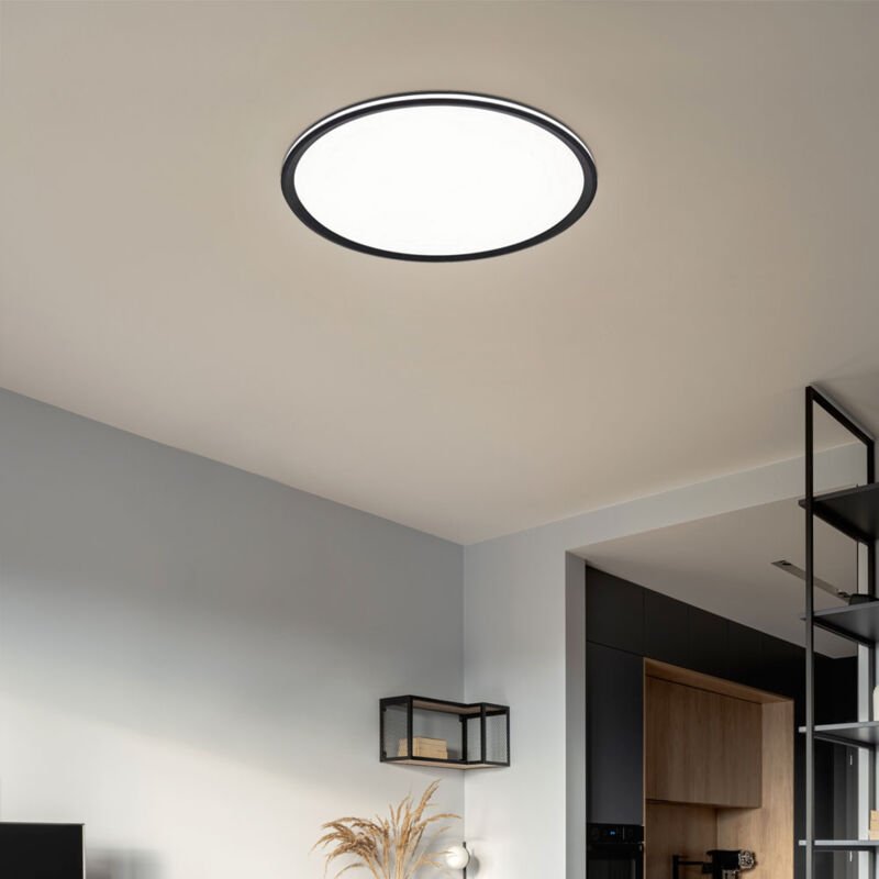 Deckenleuchte Deckenlampe Wohnzimmerlampe LED Schwarz-matt 3 Lichtmodi D 50 cm