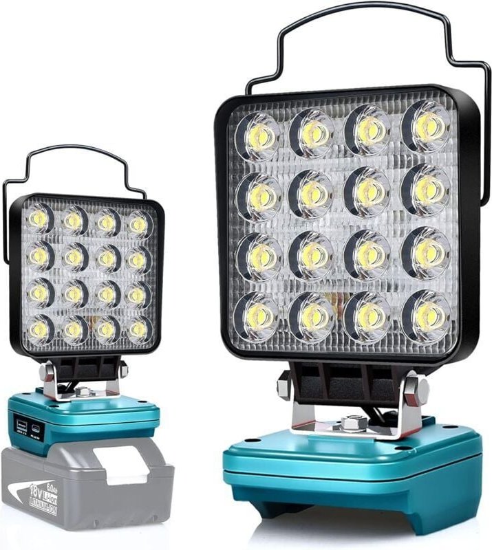 Mumu - Kabellose LED-Arbeitsleuchte für Makita 18-V-Akku, Flutlicht für Makita Light 48 w, kompakte Beleuchtung, tragbar...