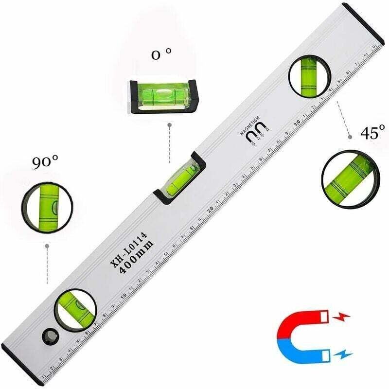 Niveau à Bullet 40 cm, Niveau Bullet Magnetic Avec 3 Fioles Haute Visibilité Corps aus Aluminium, gestickte Robusts für ...