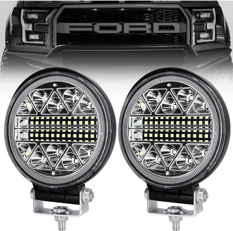 Set aus 2 LED-Arbeitsscheinwerfern für den Außenbereich von Autos, 102W 4" runde LED-Scheinwerfer, IP68 LED-Motorradsche...