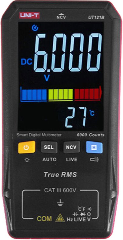 Mini multimetro digitale intelligente portatile, tester universale con torcia, schermo LCD a colori da 3,3 pollici, molt...