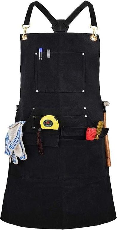 Thumbnail - Sollbry - Schreinerei-Werkstattschürze mit 10 Werkzeugtaschen – robuste, feuerfeste Segeltuch-Schweißschürze mit Schnell...