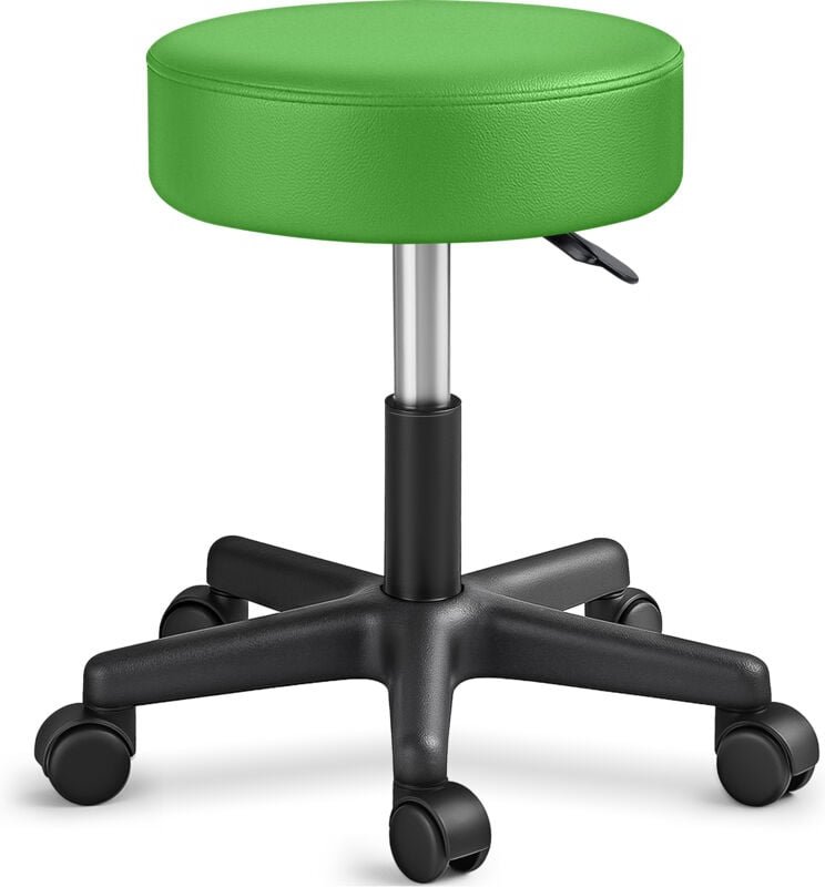 TRESKO Rollhocker höhenverstellbar Grün 150 kg Hocker Drehhocker 10 cm Dicke Polsterung 47-60 cm Arbeitshocker Bürohocke...
