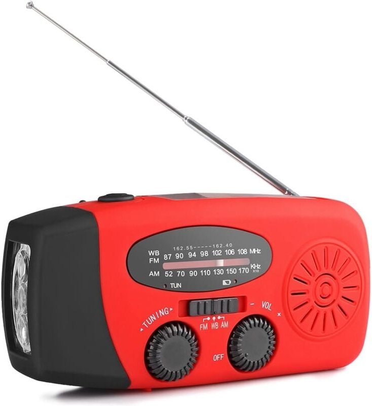 Ersandy - Tragbares Solarradio, selbstbetriebenes AM/FM/NOAA-Radio mit Handkurbel, Dynamo-Wetterradio, Notfallgerät mit ...