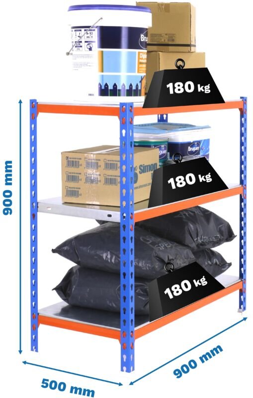 Simonrack Robuste Metallregal Blau Orange Galva