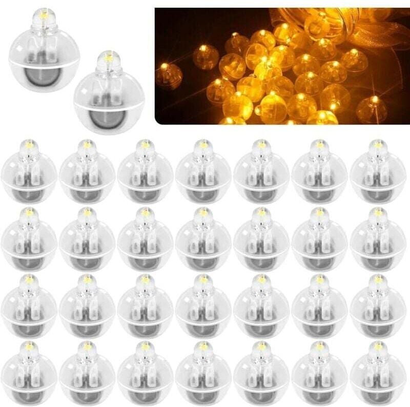 30 Stück Mini led Lichter, led Ballon Warmweiß, led Ballonlichter Kabellose Kugellampe für Geburtstagsdeko Papierlaterne...
