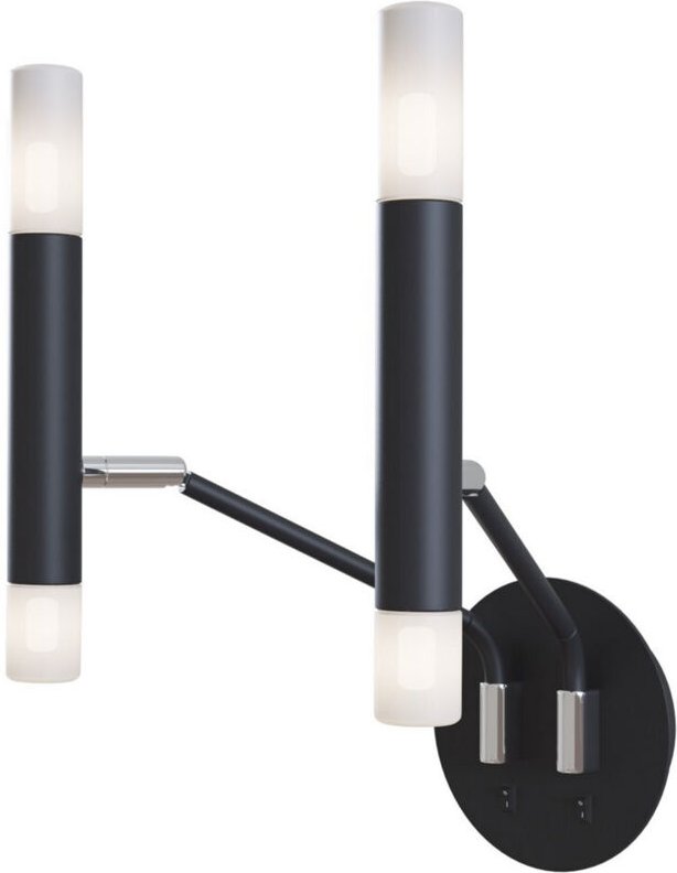 Vigo Moderne Kerzen-Wandleuchte schwarz, Glasschirm matt weiß - Maytoni