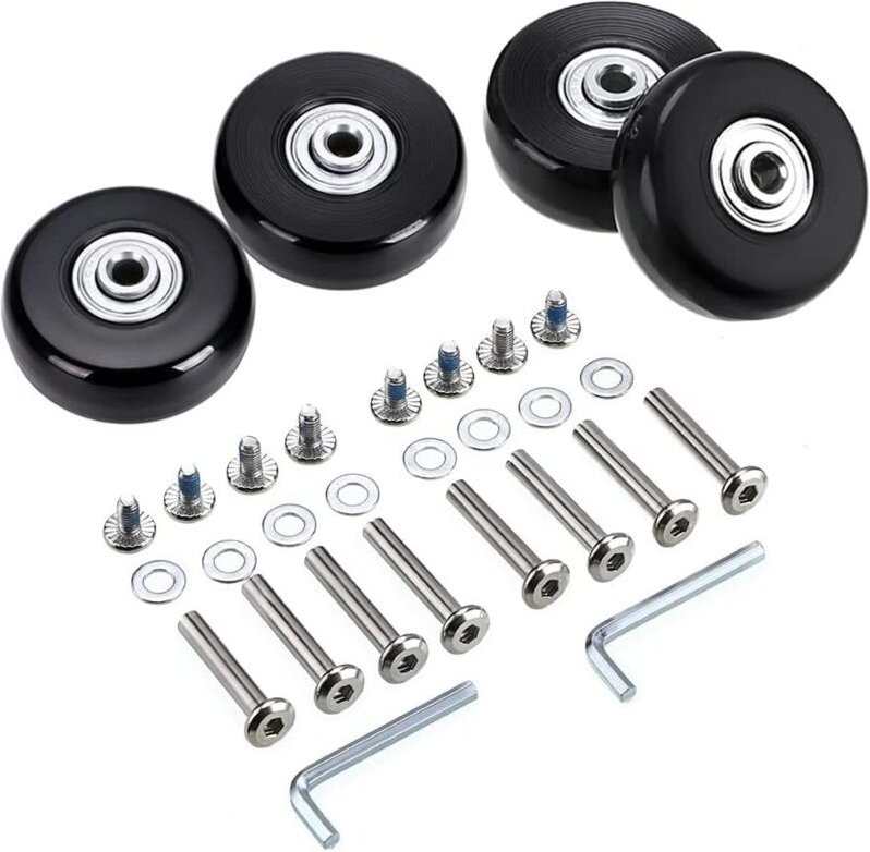 4-teiliges Ersatz-Schwenkgummirad für Koffer, Gepäckwagen und Kinderwagen, Außendurchmesser 45 x 18 mm