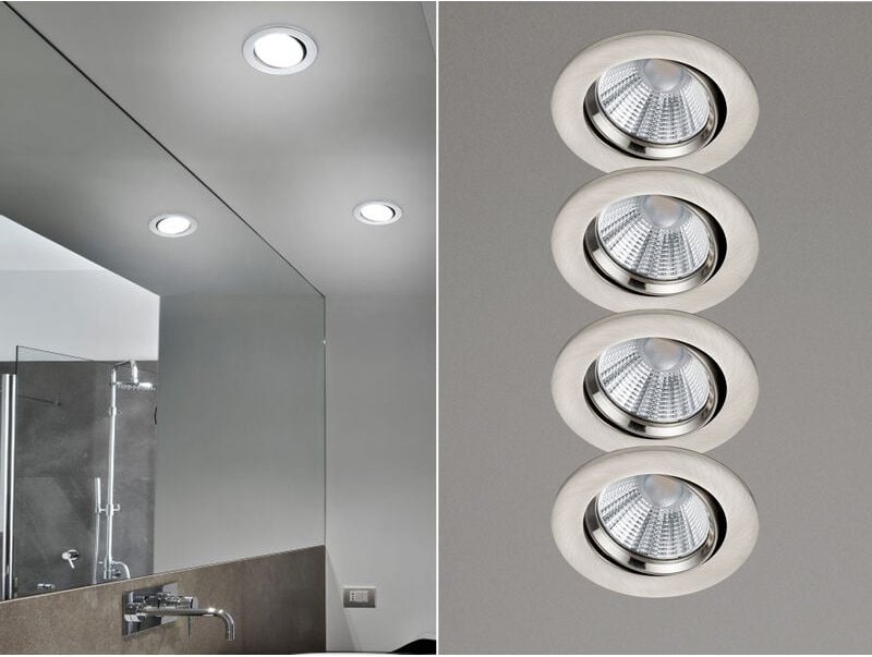 Trio Leuchten - led Einbaustrahler rund 4er Set ø 8,5cm schwenkbar dimmbar Nickel matt 5,5W