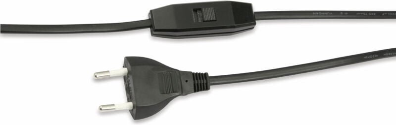 Goobay Euro-Netzkabel mit Schnur-Zwischenschalter, schwarz