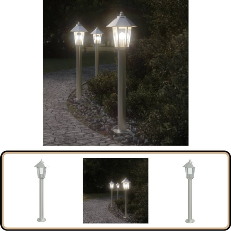 Wegeleuchte Silbern 80 cm Edelstahl - Outdoor-Beleuchtung - Gartenlampe - Edelstahl Lampe - LED-Lampe - Wetterfeste Bele...