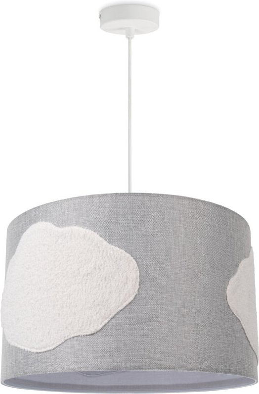 Led Pendellampe Hängeleuchte Kinderzimmer Babyzimmer Wolken Stoff Grau Rund E27 Weiß (Ø45.5cm), Pendelleuchte Grau - Pac...