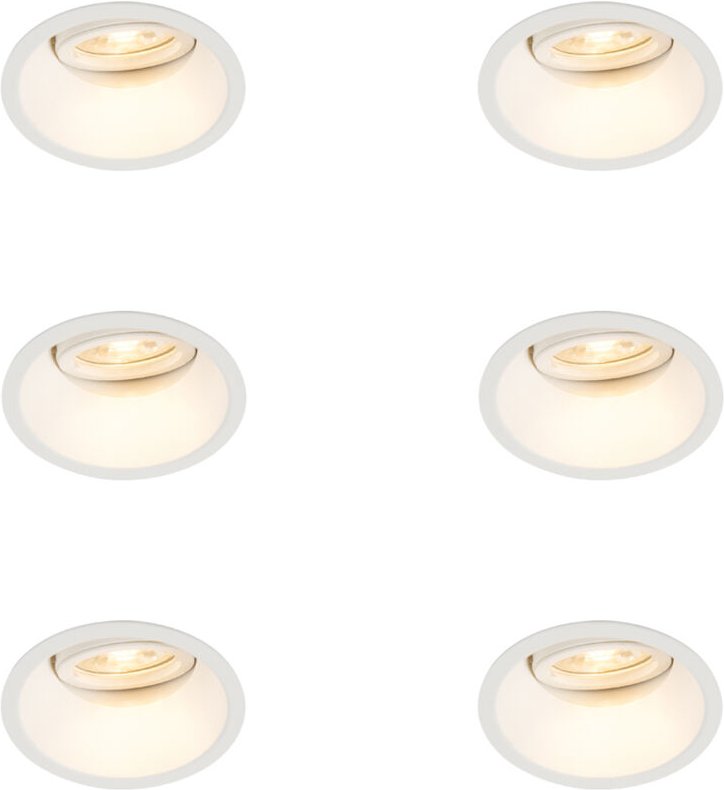 Set mit 6 Einbaustrahler weiß dreh- und neigbar - Legierung