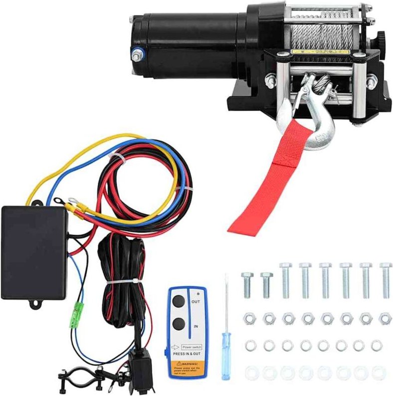 12 v Elektrische Seilwinde 1360kg + Montageplatte Fernbedienung - Vidaxl