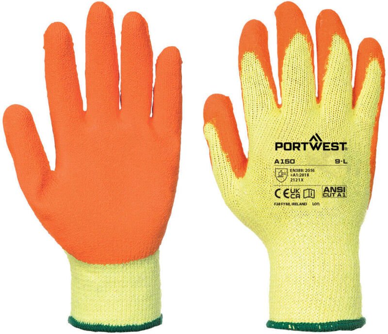 Gestrickte Handschuhe mit klassiver Latex-Beschichtung Orange S - Größe 7