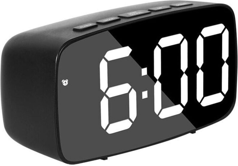 Ymyny - Schwarzer intelligenter digitaler Wecker für das Bett, weiße LED-Reise-USB-Tischuhr mit 12/24-Stunden-Datum, Tem...