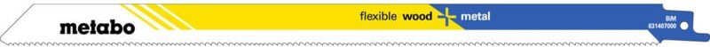 25 Säbelsägeblätter flexible wood + metal 300 x 0,9 mm, BiM, 1,8-2,6 mm/ 10-14 tpi (628248000) - Metabo