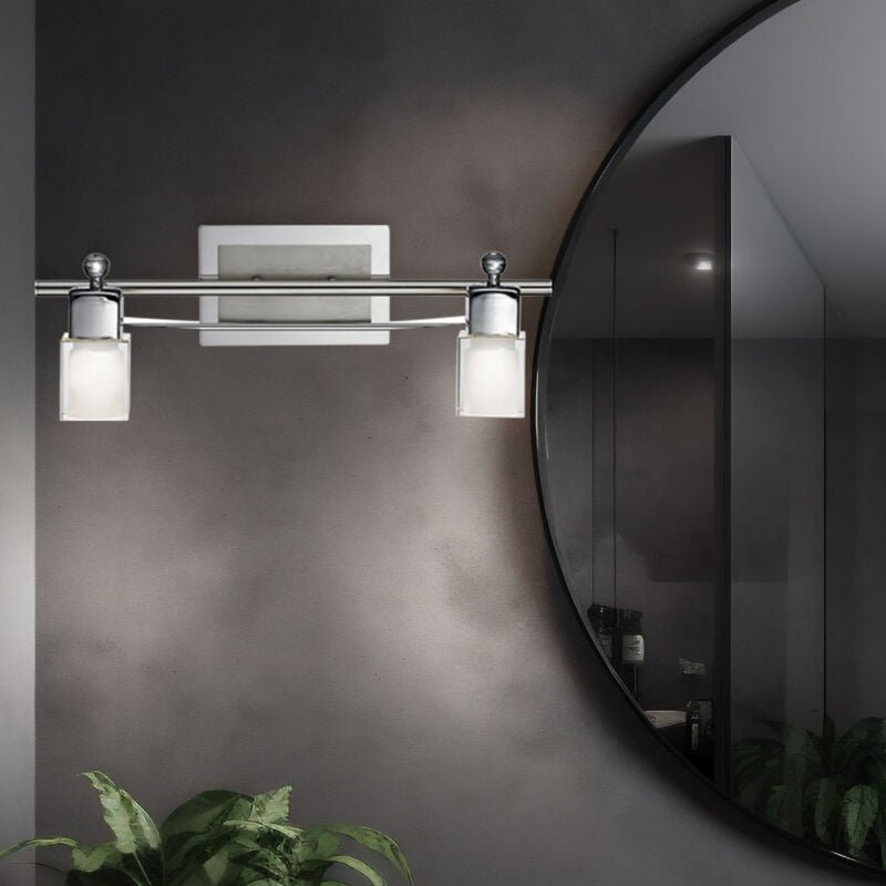 Wandleuchte Wandlampe Spotleuchte Flurleuchte Schlafzimmer, 2 flammig Spots beweglich, Chrom Glas klar Stahl, 2x led 5W ...