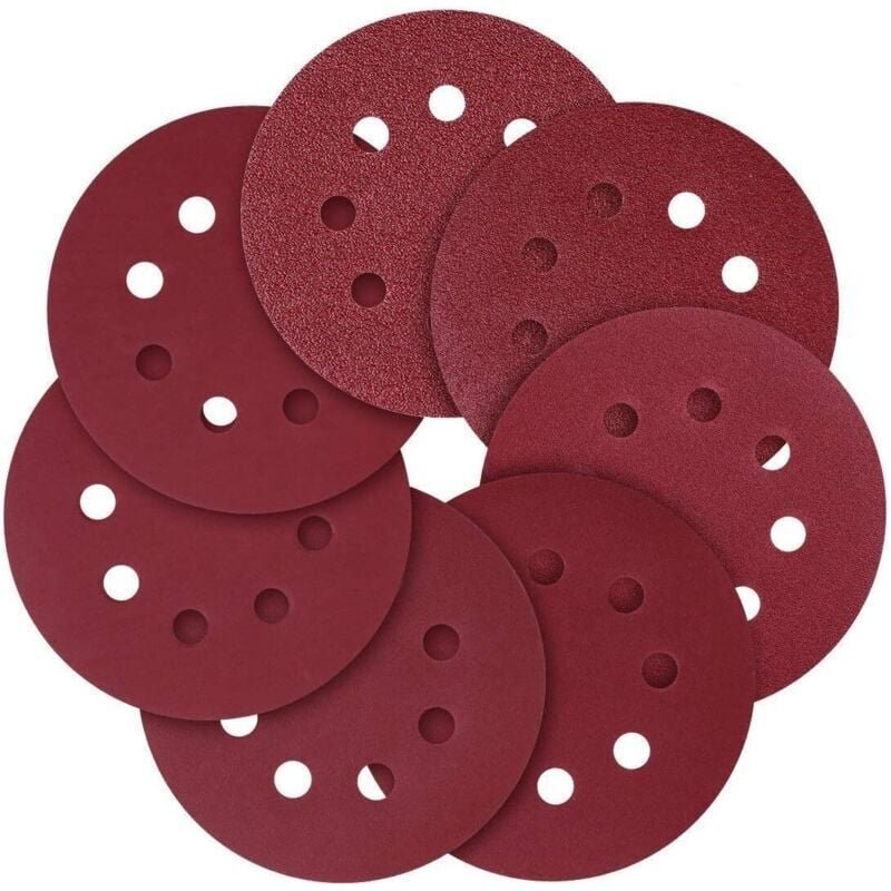 Schleifscheibe, 5" (125 mm), 8 Löcher, Schleifpapier mit unterschiedlicher Körnung 40/80/120/240/320/600/800 Stück, 70 S...