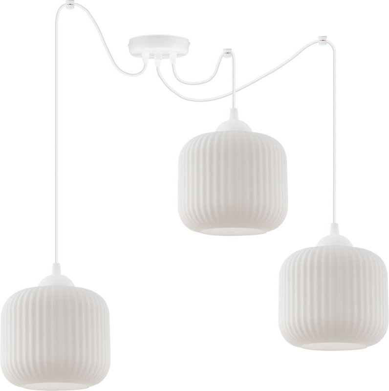 Hängelampe Spider Riffle Weiß 3-Platten Weißer Zylinder Lampenschirm E27