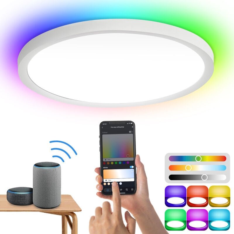 Thumbnail - Swanew 24W Smart led Deckenleuchte für Flur, Küche, Büro mit RGB-Backlight, dimmbar