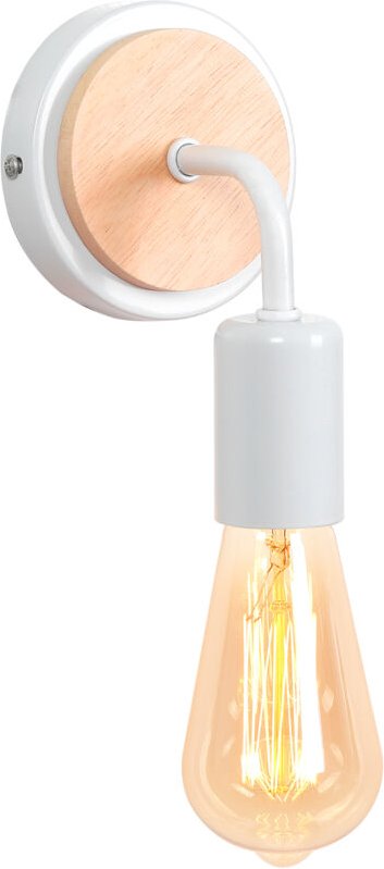 Wandleuchte Innen, Weiß Holz Wandlampe E27 Vintage für Wohnzimmer, Schlafzimmer, Flur, Restaurant (Ohne Leuchtmittel)