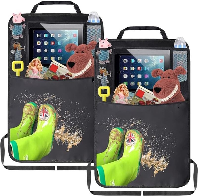 2 Stück Auto-Organizer (42 x 62 cm), Autositzschutz, Trittmatten für Babys/Kinder, wasserdichter Sitzschutz mit mehreren...