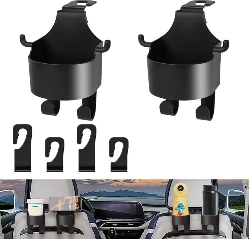 Ahlsen Auto-Getränkehalter, 2 Stück, Autositz-Getränkehalter mit 2 Sitzhaken, universeller Durchmesser, verstellbarer Au...